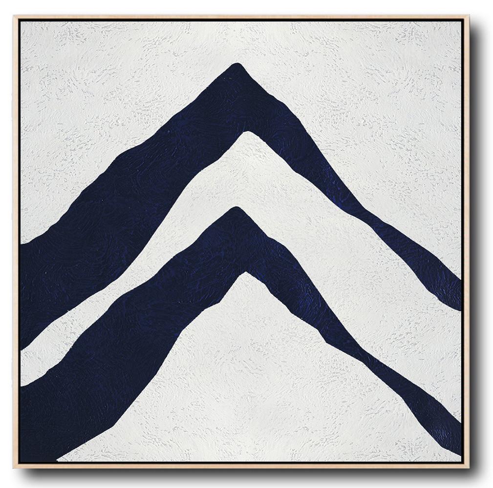 Navy Blue Minimalist Painting #NV309A - Click Image to Close